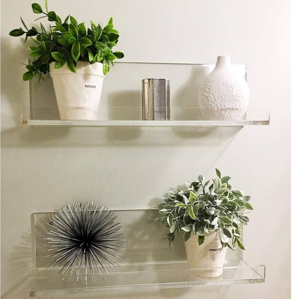 NEW Set of 4 Clear Acrylic Wall Shelves with mounting hardware